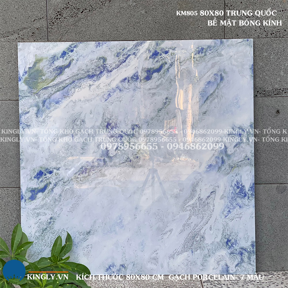 Gạch lát nền vân đá màu xanh dương Trung Quốc KM805